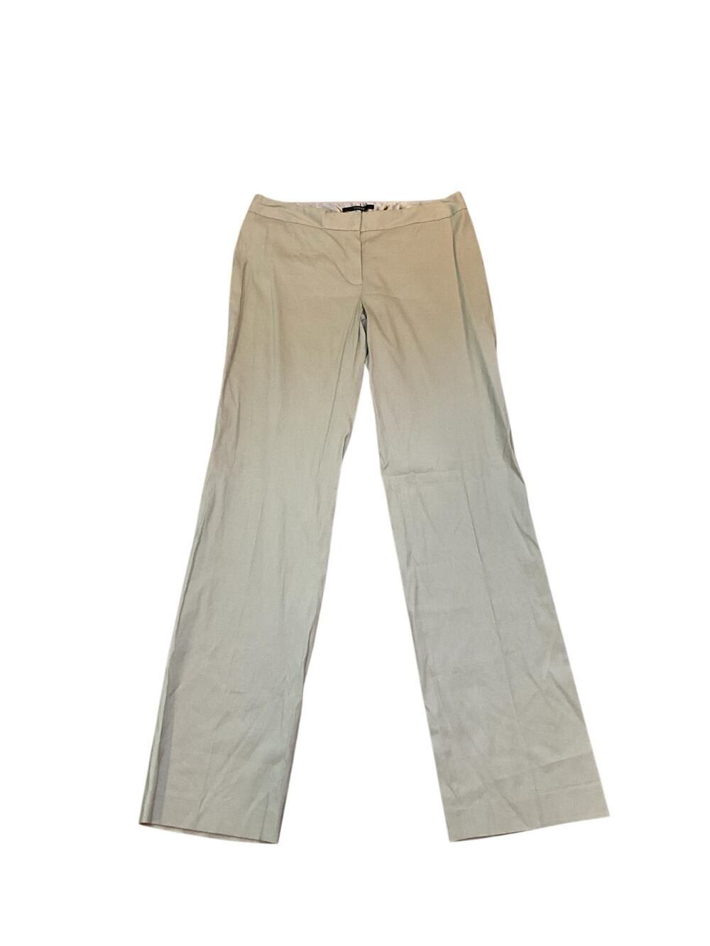 Tahari Linen Trouser Pants Women's 8 Stone Khaki Comfort Flat Front Straight Leg